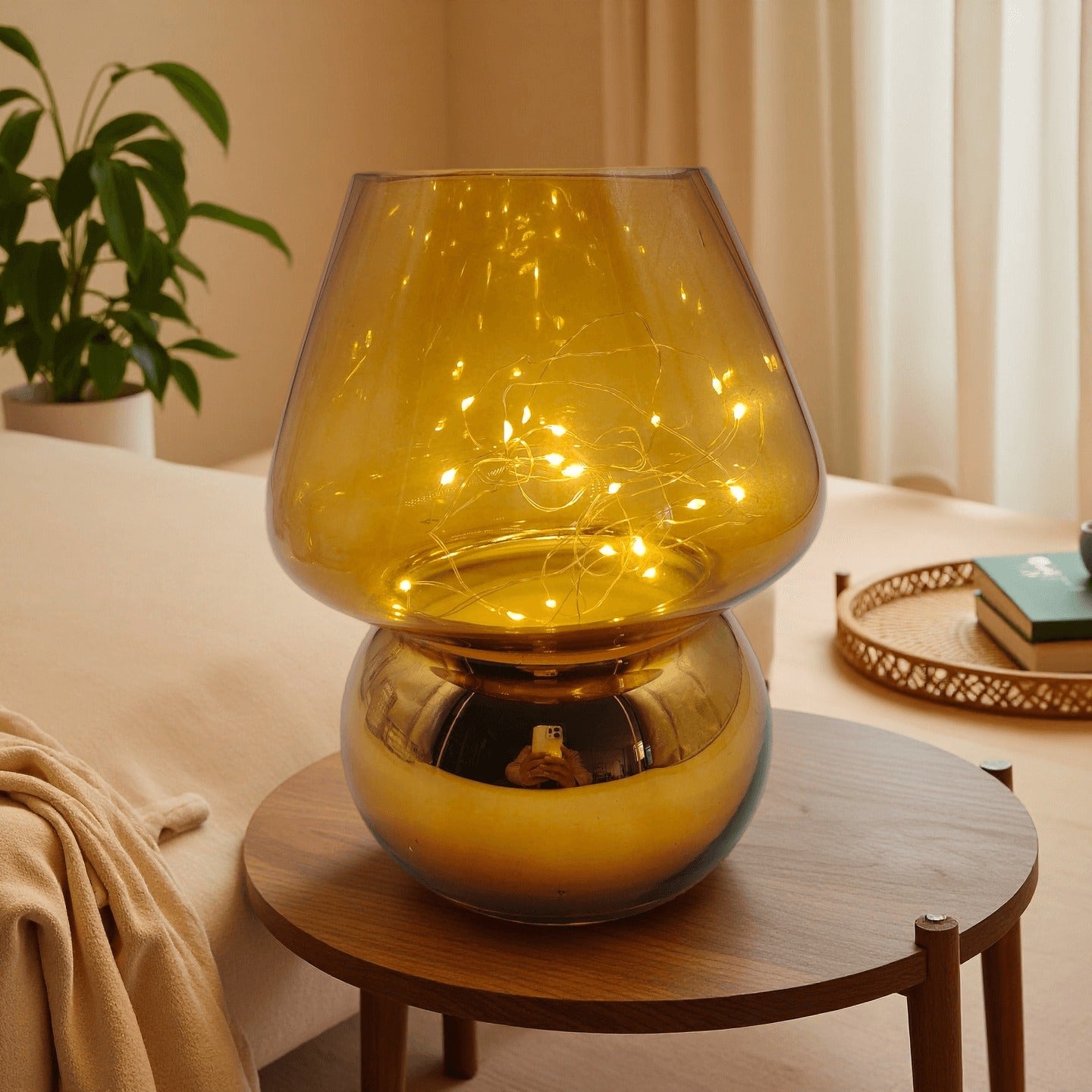 Sylva Glass Mushroom Cordless Lamp — Rechargeable Accent Light