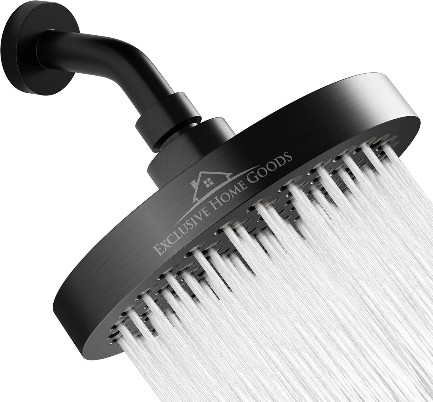 High Pressure Rainfall Shower Head - 6" Matte Black with Anti-Clog Jets & 360° Rotation - Rustproof & Adjustable for Ultimate Shower Experience