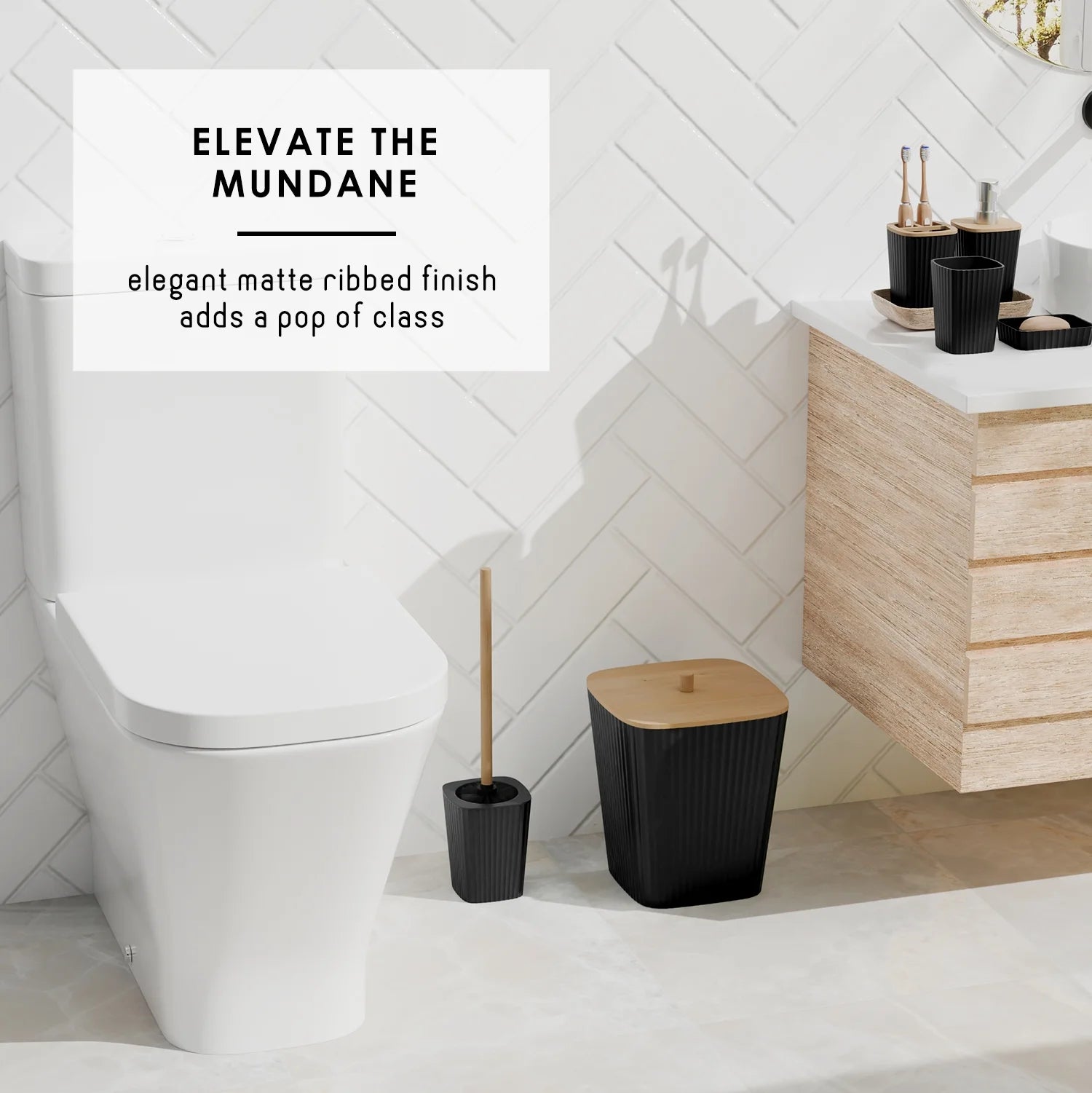 Elevate Your Bathroom with  20-Piece Black Bamboo Accessory Set & Stylish Shower Curtain