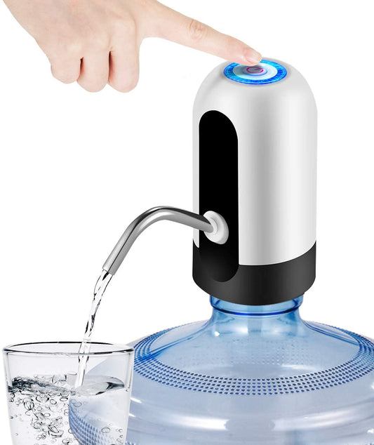 Portable 5 Gallon USB Charging Water Bottle Dispenser - Perfect for Camping and Outdoor Adventures (White)