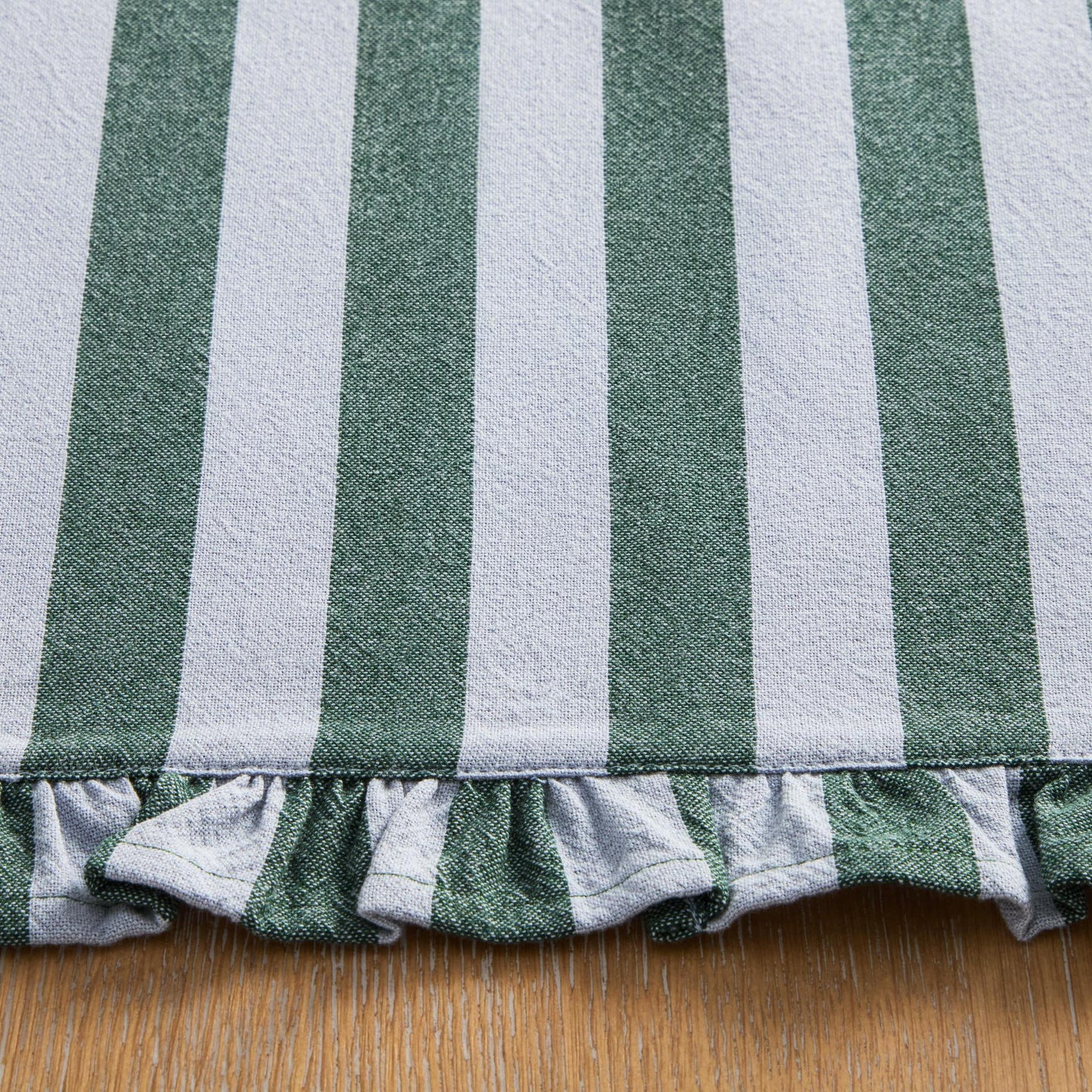 Charming Cornflower Blue & Thyme Green Ruffle Stripe Placemat by Drew Barrymore - 20"W x 14"L