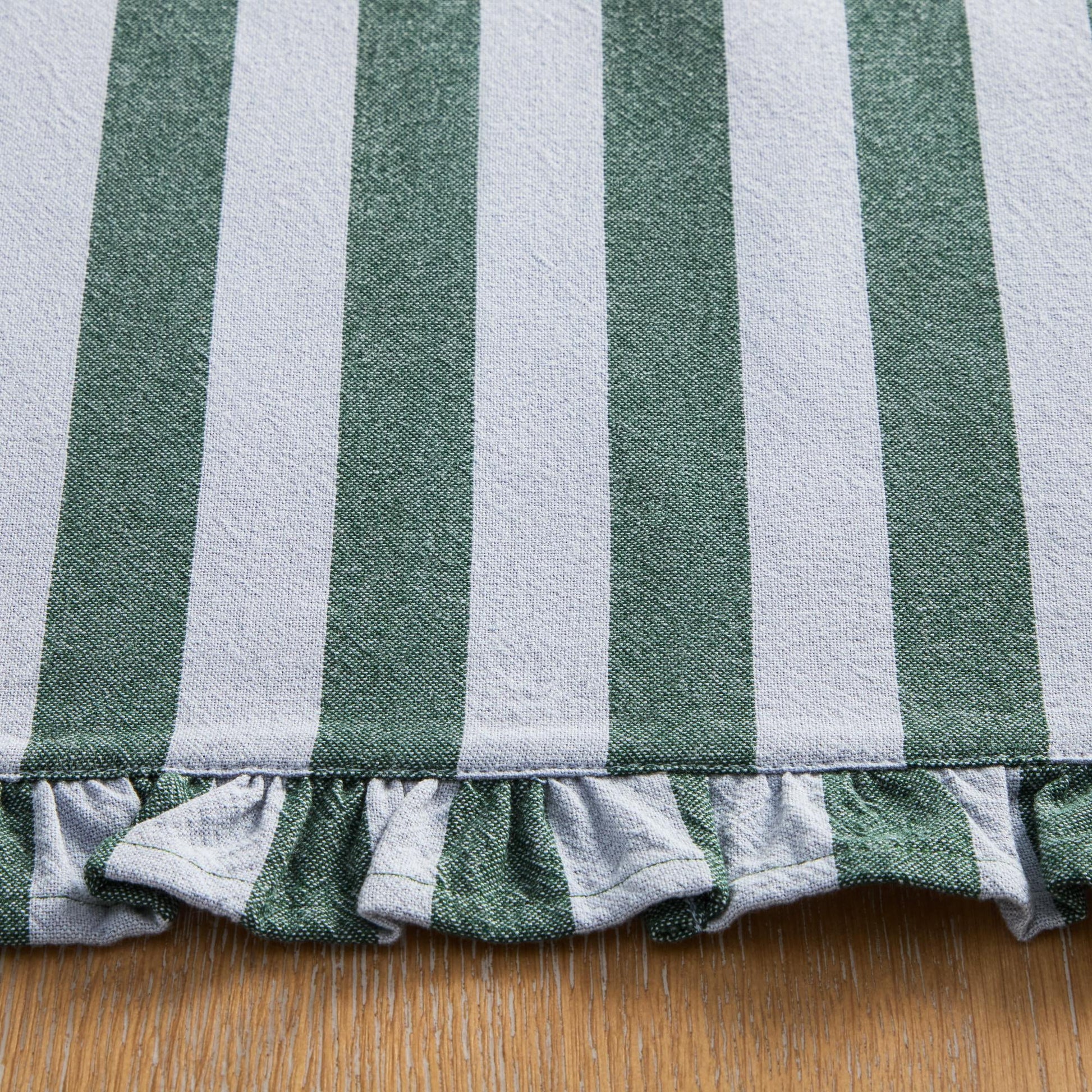 Charming Cornflower Blue & Thyme Green Ruffle Stripe Placemat by Drew Barrymore - 20"W x 14"L
