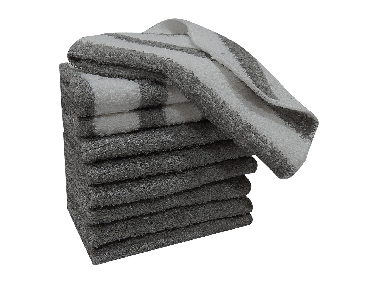 9-Piece Kitchen Dishcloth Set - Stylish Solid/Stripe Design in Grey (2 Pack)