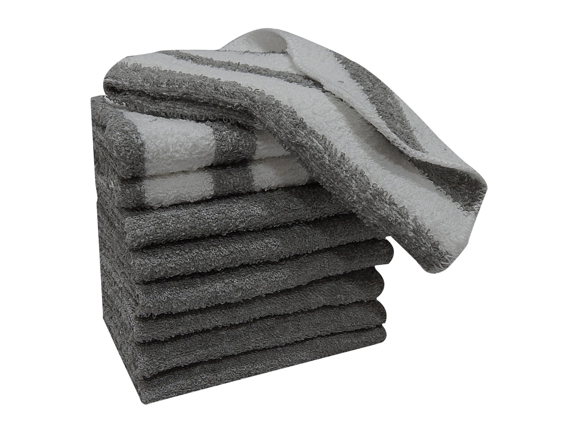 9-Piece Kitchen Dishcloth Set - Stylish Solid/Stripe Design in Grey (2 Pack)