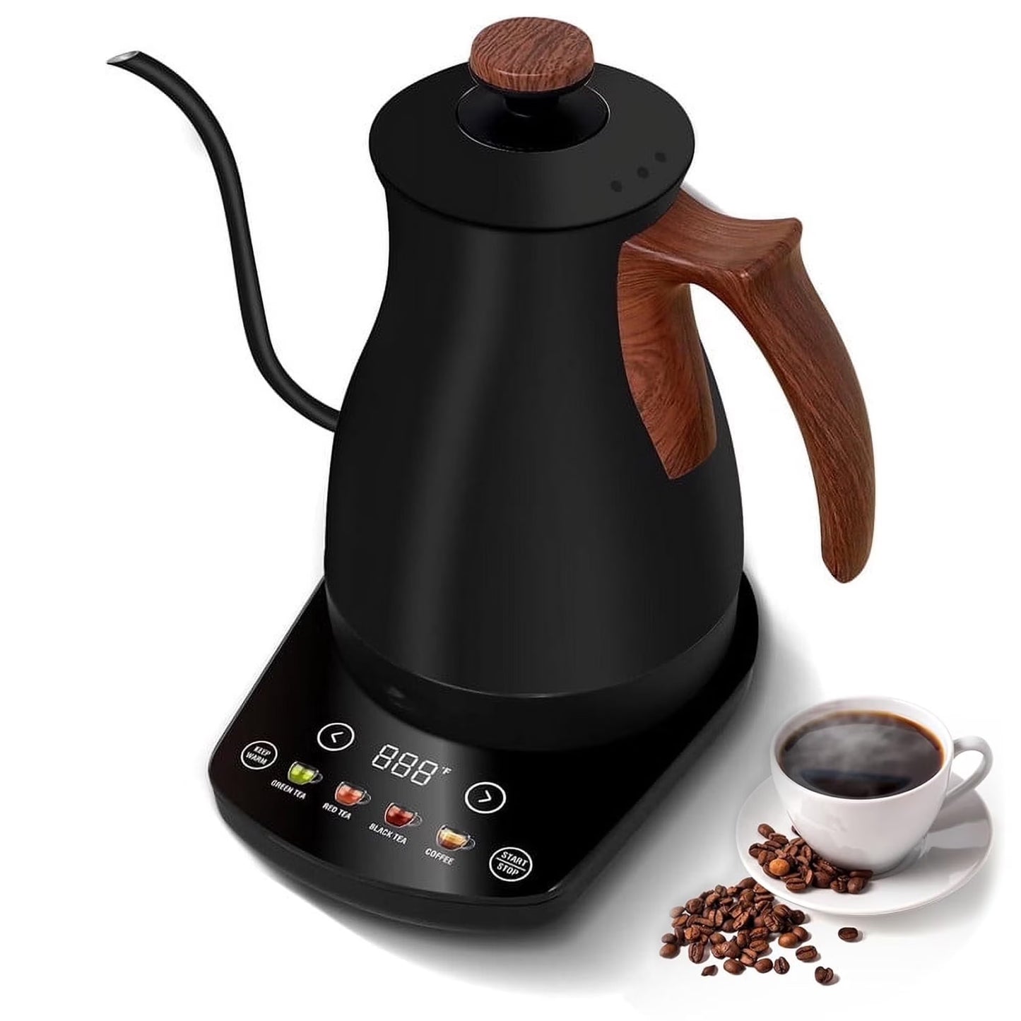 Precision Gooseneck Electric Kettle with ±1℉ Temperature Control - Perfect for Tea & Coffee Brewing, 1200W, 1L Capacity, Four Heating Modes