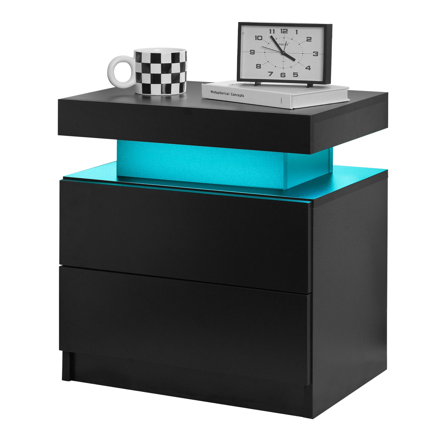 Eclipse LED Bedside Cabinet — 2-Drawer Nightstand with Ambient Light