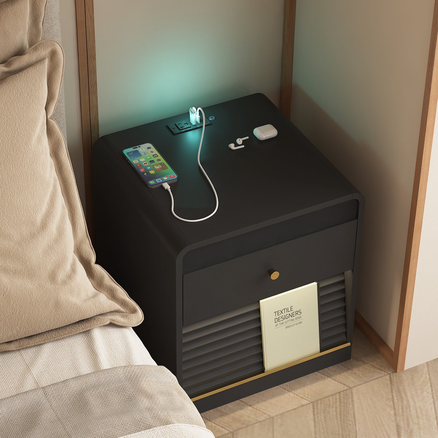 Halcyon Smart Charging Nightstand — Wireless Charge, USB & Ambient Light