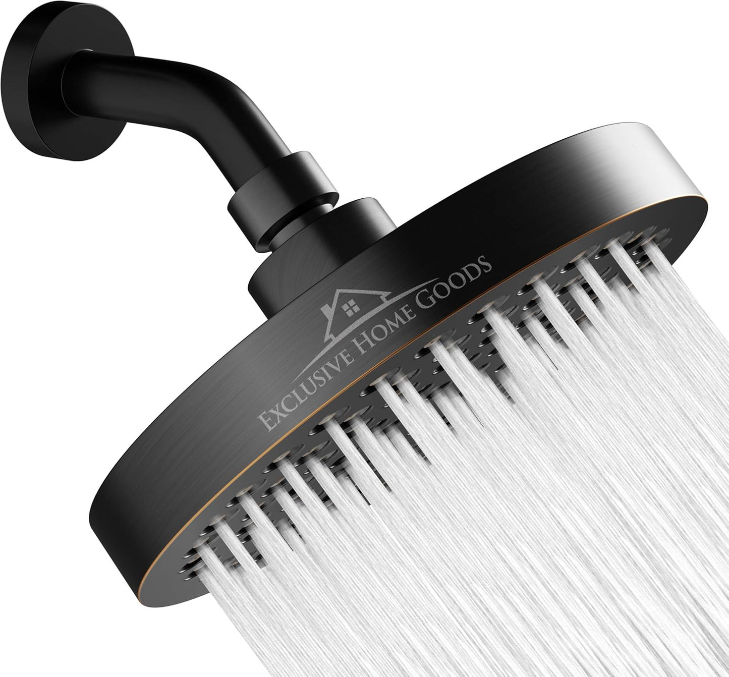 High Pressure Rainfall Shower Head - 6" Matte Black with Anti-Clog Jets & 360° Rotation - Rustproof & Adjustable for Ultimate Shower Experience