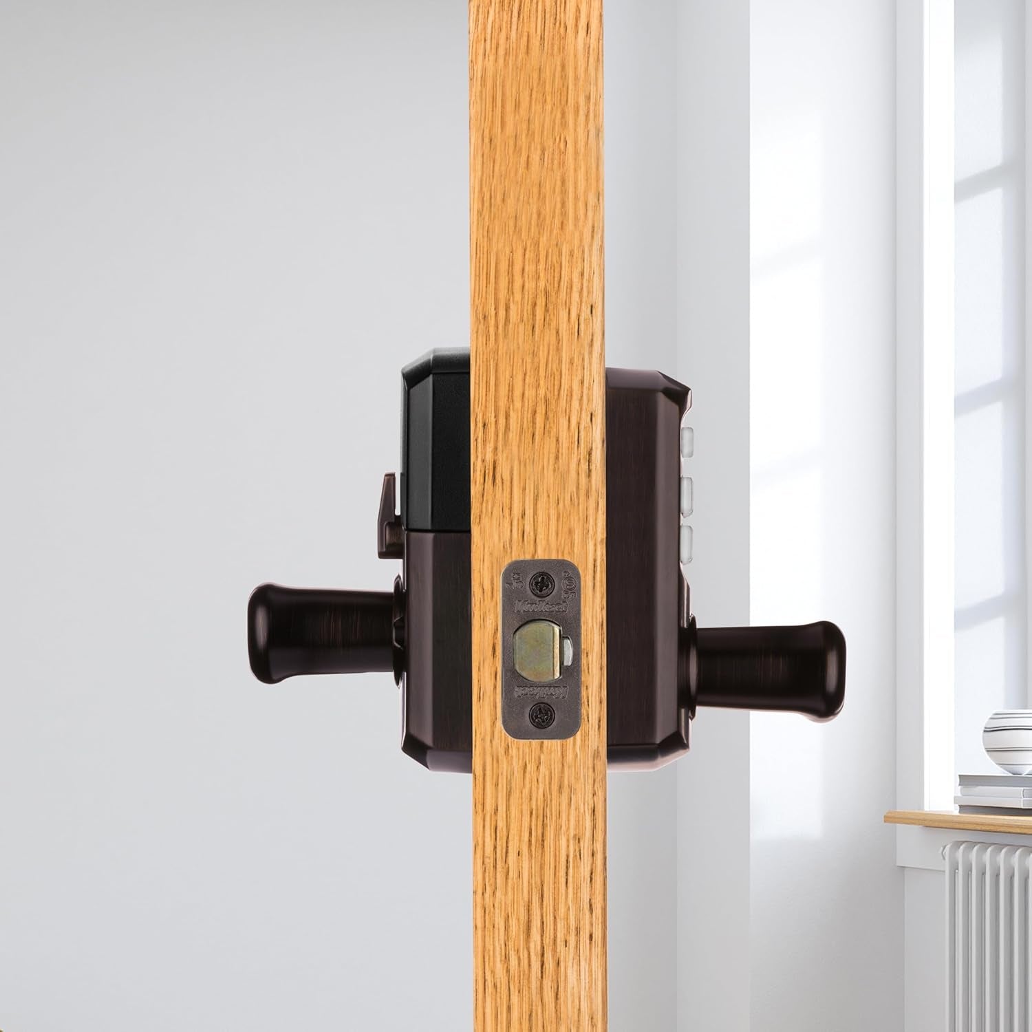 Smartcode 917 Keyless Entry Electronic Deadbolt with Tustin Lever - Venetian Bronze Finish and Smartkey Security