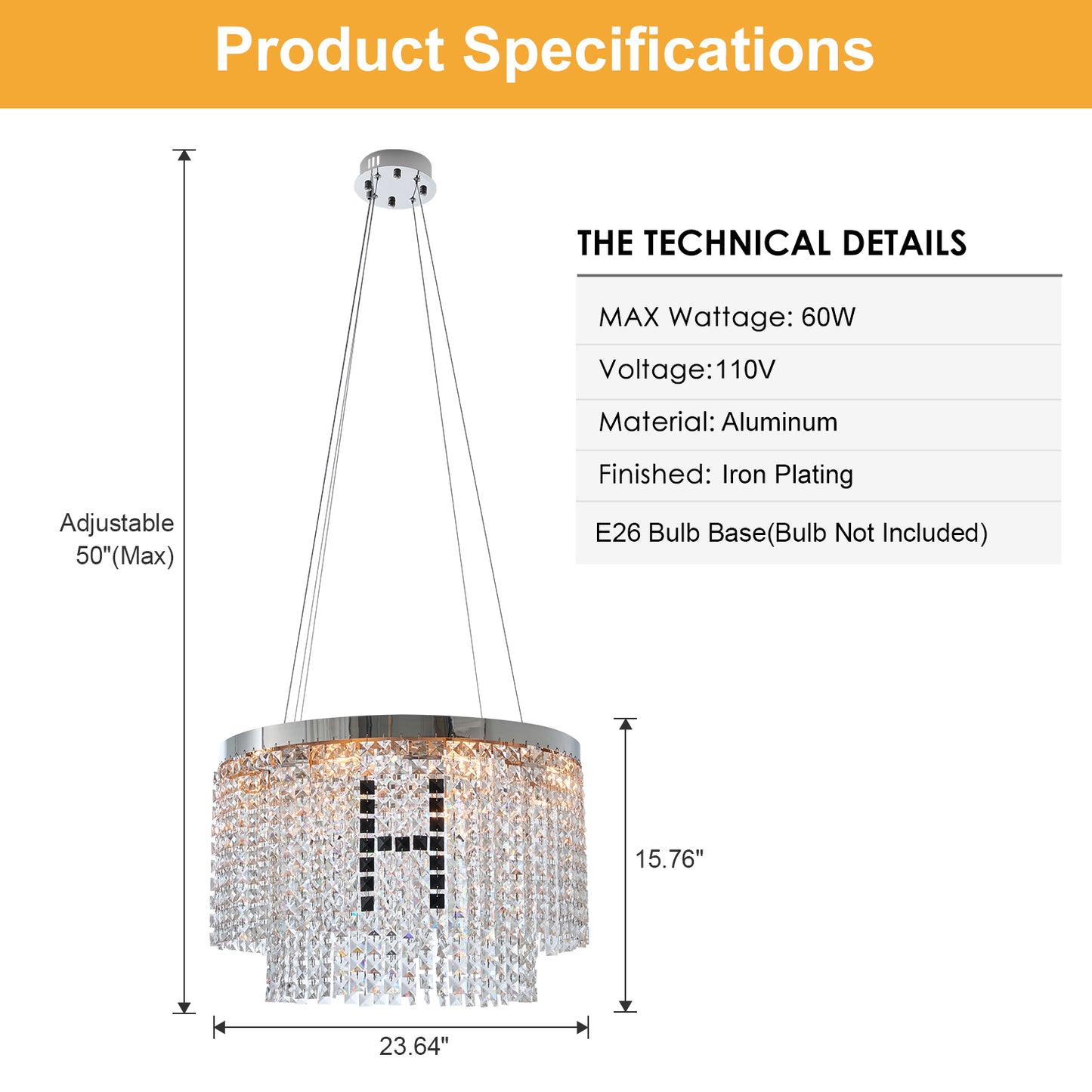 Aurelle Round Crystal Chandelier — Tiered Cristal Ceiling Light