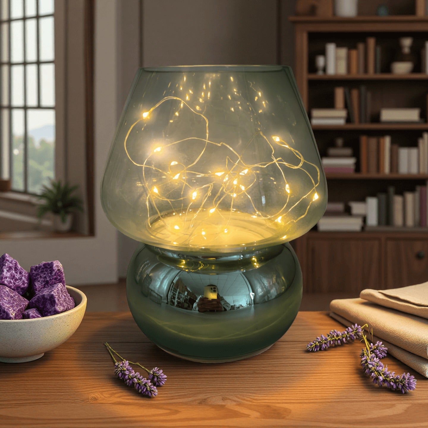Sylva Glass Mushroom Cordless Lamp — Rechargeable Accent Light