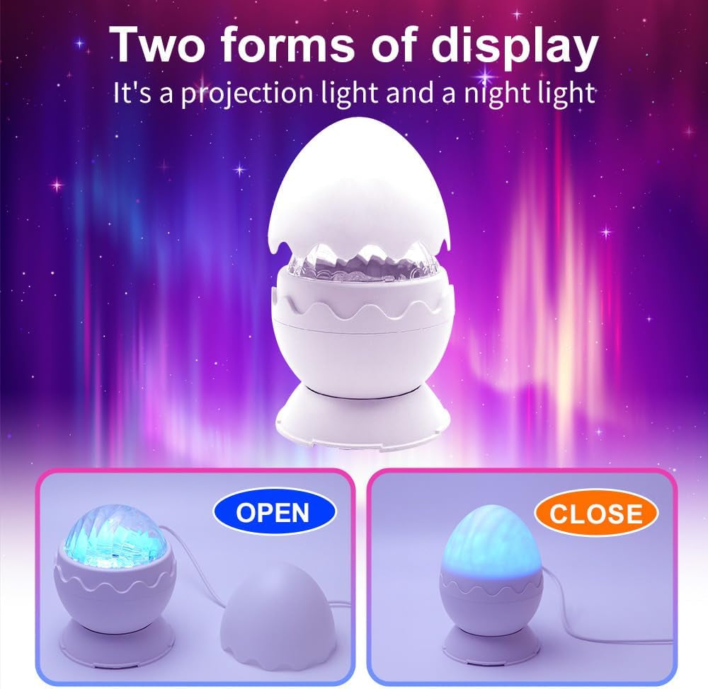 Transform Your Bedroom with the Northern Lights Projector - 8 Stunning Effects & Night Light Egg Cover for Ultimate Relaxation