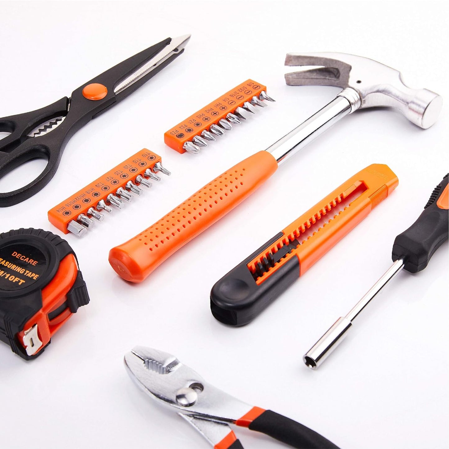 Complete 39-Piece Household Tool Kit with Portable Storage Case - Essential Repair Tools in Vibrant Orange