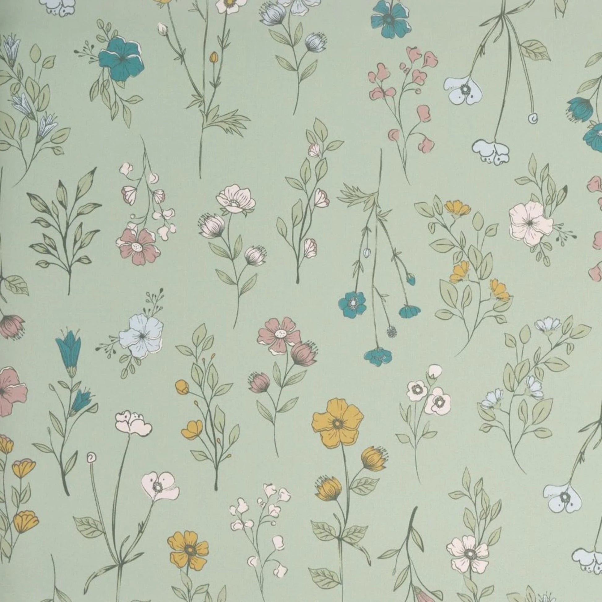 Drew Barrymore's  Ditsy Botanical Comfort Mat - Stylish Green Design, 32"W x 20"L