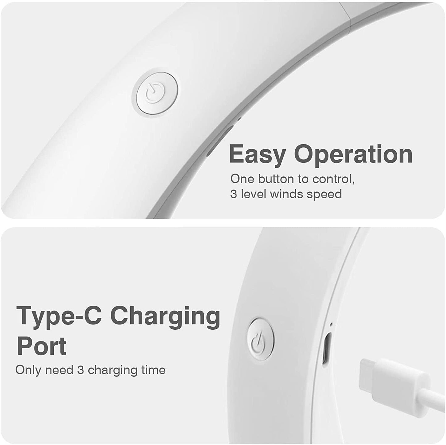 Portable Bladeless Neck Fan - Rechargeable, Wearable Personal Cooling Device with 3 Wind Speeds for Office, Sports & Travel - Perfect Gift for Dad!