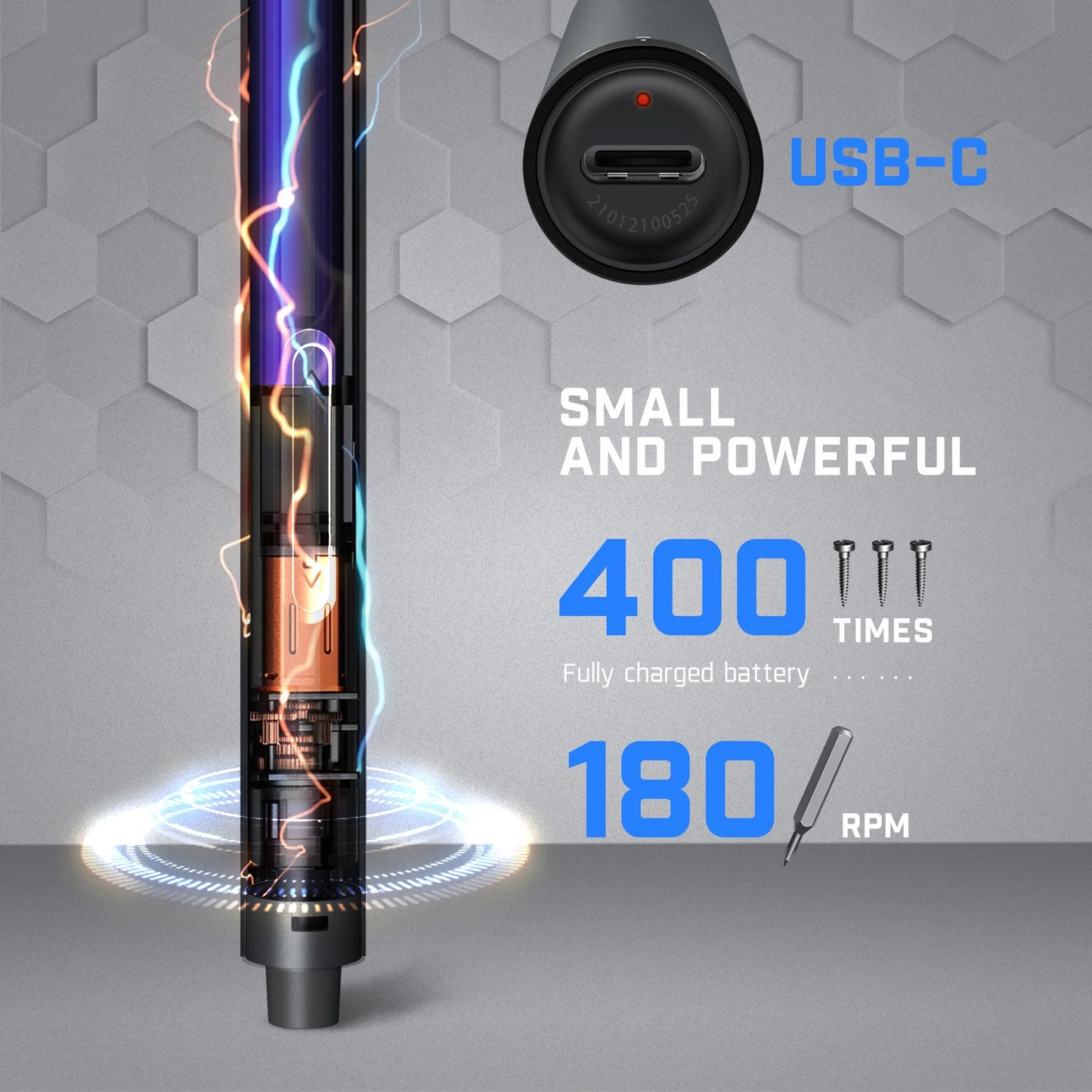 E1 Pro Cordless Electric Screwdriver Kit - 3.7V, 3 N.M Torque, 24 Magnetic Bits, Quick-Charge Battery & Magnetic Holder - Perfect for Electronics Repair (Phones, Laptops, Watches)