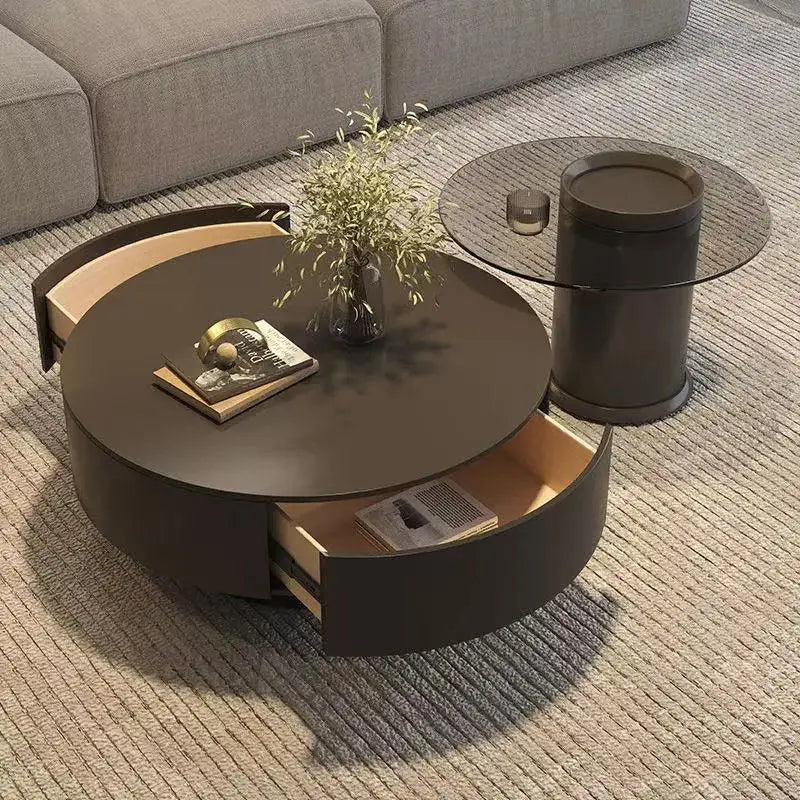 Noir Round Glass Coffee Table