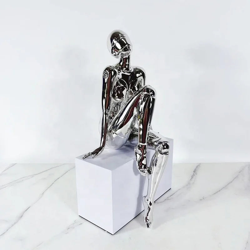 Aurelia gold resin sculpture seated pose – luxury statement decor by CasaLoom