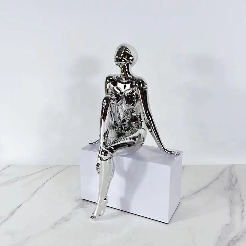 Gold electroplated resin figure sculpture for luxury living room – CasaLoom Aurelia