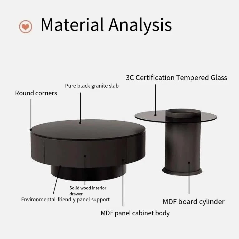 Noir Round Glass Coffee Table