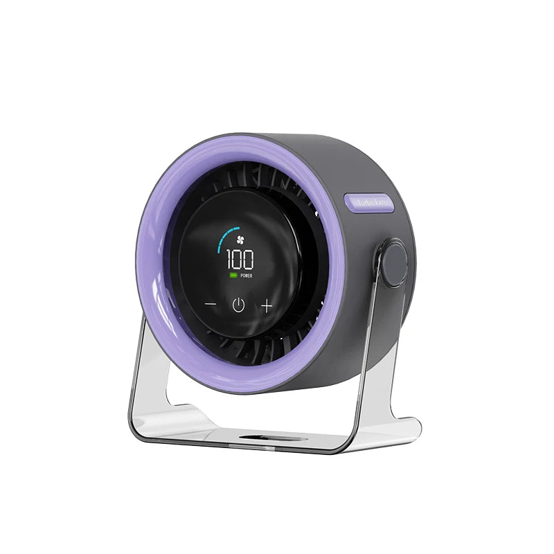 Set of 2 Portable USB Rechargeable Desk Fan – 100-Speed Digital Display Ultra-Quiet Wall-Mountable Cooling Fan